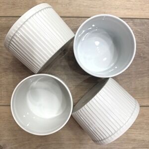 Pillivuyt France White Porcelain Pleated Ramekins Deep Souffle Dishes 4 10oz NEW